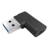 Adaptador Usb Angulado L Tipo C Para Usb 3 0 Cor Preto
