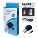 Adaptador Usb Bluetooth Para Joystick Ps4 ps5 Fone Sem Fio Gamer Dongle Wireless Microfone P2 Receptor Transmissão De Áudio Para Jogos Compatível Com Pc Console Playstation Headset