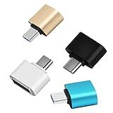 Adaptador USB C Para USB Em Metal 4 Unidades Adaptador USB Fêmea Para USB C Macho OTG Compatível Com MacBook Pro Samsung Galaxy Telefones Tipo C Laptops Tablets 1 Preto 1 Prata 1 Azul E 1