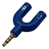 Adaptador Y P2 P3 Splitter Fone E Microfone Headset Azul