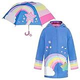 Addie Tate Conjunto De Guarda Chuva Infantil Para Meninas Meninos E Casacos De Chuva Guarda Chuvas Infantis Para Meninos E Meninas Arco íris Estrelas 7 9 Anos