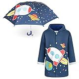 Addie Tate Conjunto De Guarda Chuva Infantil Para Meninas Meninos E Casacos De Chuva Guarda Chuvas Infantis Para Meninos E Meninas Espaço Celestial 3 5 Anos