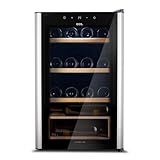 Adega Climatizada 24 Garrafas Eos Premium Com Porta De Vidro E Inox Prateleira De Madeira Com Compressor Eac24im 110v