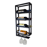 Adega De Parede Gourmet Industrial 4 Garrafas Porta Taças