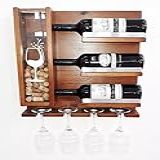 Adega De Vinho Com Suporte De Taça E Rolhas De Madeira