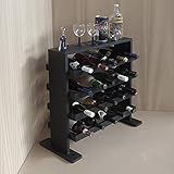 Adega Decorativa Piso Prateleira Para Vinhos E Bebidas 20 Garrafas Preto Laca