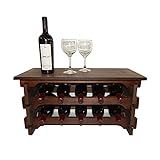 Adega Vinho Madeira 10 Garrafas Tipo Mesinha Cor Imbuia C05 Cevey Adegas E Artesanatos