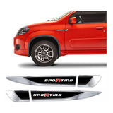 Adesivo Aplique Lateral Fiat Uno Sporting Emblema Par Res43 Cor Sporting
