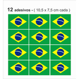 Adesivo Bandeira Brasil Kit 12 Unidades