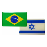 Adesivo Bandeiras Brasil E Israel Resina