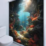 Adesivo Box Banheiro 3d Caverna Coral