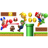 Adesivo Cenário Super Mario Bros Decoração Para Quarto 2x1m