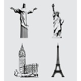 Adesivo Cristo Redentor Big Ben T Eiffel Estátua Liberdade