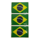 Adesivo De Carro Bandeira Do Brasil Resinado 3 Unidades