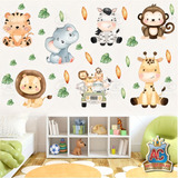 Adesivo De Parede Infantil Safari Floresta Saf04full Cor Kit Animais Da Floresta Safari