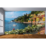 Adesivo De Parede Lago Barcos Casas Flores M Ncd213
