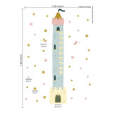 Adesivo De Princesas Régua De Crescimento Torre 188cm Cor Colorido