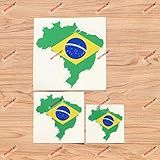 Adesivo De Vinil Com Contorno Da Bandeira Do Mapa Brasileiro Do Brasil Pacote Com 3 Refletivos 7 6 Cm 10 2 Cm 15 Cm Para Copo De Laptop De Carro Barco Laptop