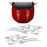 Adesivo Do Capô Chamas Faixa Tribal Prata Personalizado