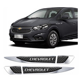 Adesivo Emblema Chevrolet Onix Prisma Fibra De Carbono Resinado Cromado Aplique Lateral Par Res10
