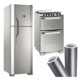 Adesivo Envelopamento Geladeira Prata Inox 10mx1m Espatula