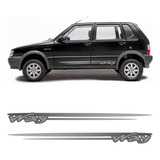 Adesivo Faixa Lateral Uno Way 2008 2009 2010 2011 2012 Cinza