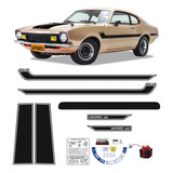 Adesivo Faixas Ford Maverick Gt V8 Fase 2 Gtv8 Preto Kit