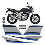 Adesivo Fazer 250 2014 Faixa Tanque Moto Preta   Logo Yamaha