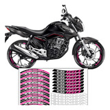 Adesivo Friso Cg Titan 160 Honda Roda Interno E Externo Rosa