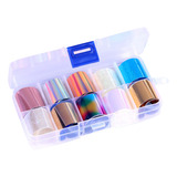 Adesivo Holográfico De 10 Rolos Para Nail Art Transfer Foil