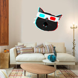 Adesivo Irado Gato De Óculos 3d 0 50x0 60cm Decorativo Lindo