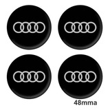 Adesivo Kit Emblemas Da Calota Audi Resinado Preto 58mm