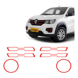 Adesivo Moldura Kwid 2018 Até 2022 Aplique Da Grade farol Cor Vermelho Refletivo
