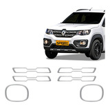 Adesivo Moldura Kwid Outsider 2020 Aplique Da Grade farol Cor Cromado
