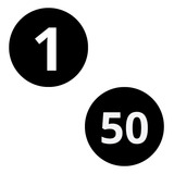 Adesivo Numerado Do 1 Ao 50 Etiqueta Redonda Preto 5x5 Cm
