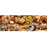 Adesivo Painel Papel Parede Cafe Salgado Pao Padaria 3x1m