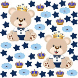 Adesivo Papel De Parede Infantil Urso Realeza Coroa Baby Cor Ursinho
