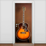 Adesivo Para Porta Musica Violão Gibson 93x210cm