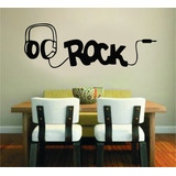 Adesivo Parede Banda Guitarra Musica Fone Ouvido Plug Rock