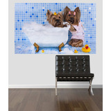 Adesivo Parede Cachorro Pet Shop Banho Tosa Banheira York 2