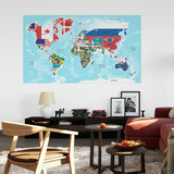 Adesivo Parede Decorativo Mapas Mundi Países
