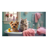 Adesivo Pet Shop Banho Tosa Cachorro Gato Banheira Bt19 2m