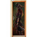 Adesivo Porta Parede Guerreiro Samurai Classico Oriental New