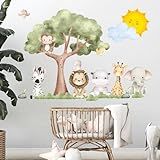 Adesivo Safari Infantil Para Parede Decoração Quarto Bebê Kids Animais Da Selva Autocolante Pratico