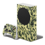 Adesivo Skin Xbox Series S E Dois Controles Camuflagem Verde