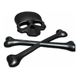 Adesivo Skull Caveira 3d Emblema Carro Moto Harley Preto