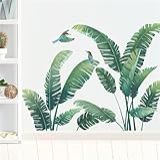 Adesivos De Parede De Plantas Verdes Decalque De Folha De Monstera Floresta Tropical Folhas De Palmeira Naturais Plantas De Folha Verde Nórdica Folha De Bananeira Pássaro Mural De Parede Quarto Sala