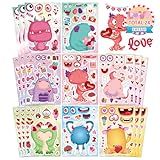 Adesivos Make A Monster Face 24 Peças Adesivos De Dia Dos Namorados Para Crianças- Faça Seu Próprio Pequeno Monstro- Folhas- Tema De Monstro- Artesanato- Festa- Jogo- Escola- Sala De Aula- Recompensa-