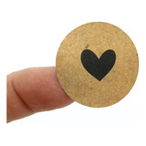 Adesivos Selo Etiquetas Kraft Coração 3x3 Cm 100 Unidades