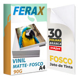 Adesivos Vinil Branco Fosco Jato De Tinta A4 30 Folhas Ferax 90 G